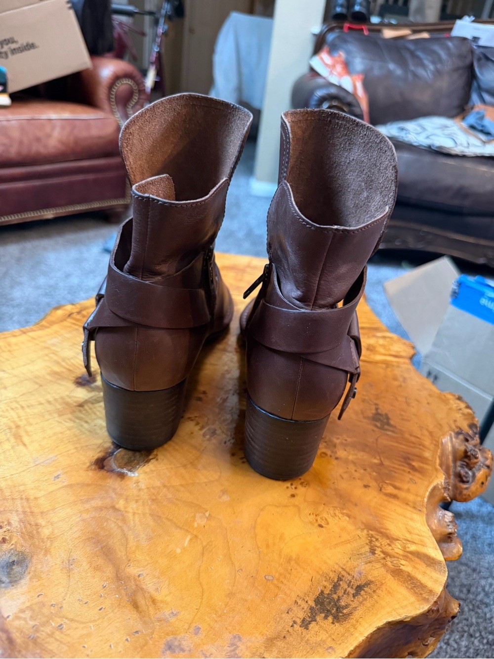 UGG Elysian Women's 1095792 Coconut Brown Leather Harness Ankle Boots Size 8 - Picture 4 of 10